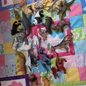 Colorful Animal and Dinosaur Toy Figures